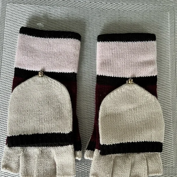 KATE SPADE NWOT AUTHENTIC RARE COLOR BLOCK FINGERLESS STYLE MITTEN GLOVES - Picture 11 of 14